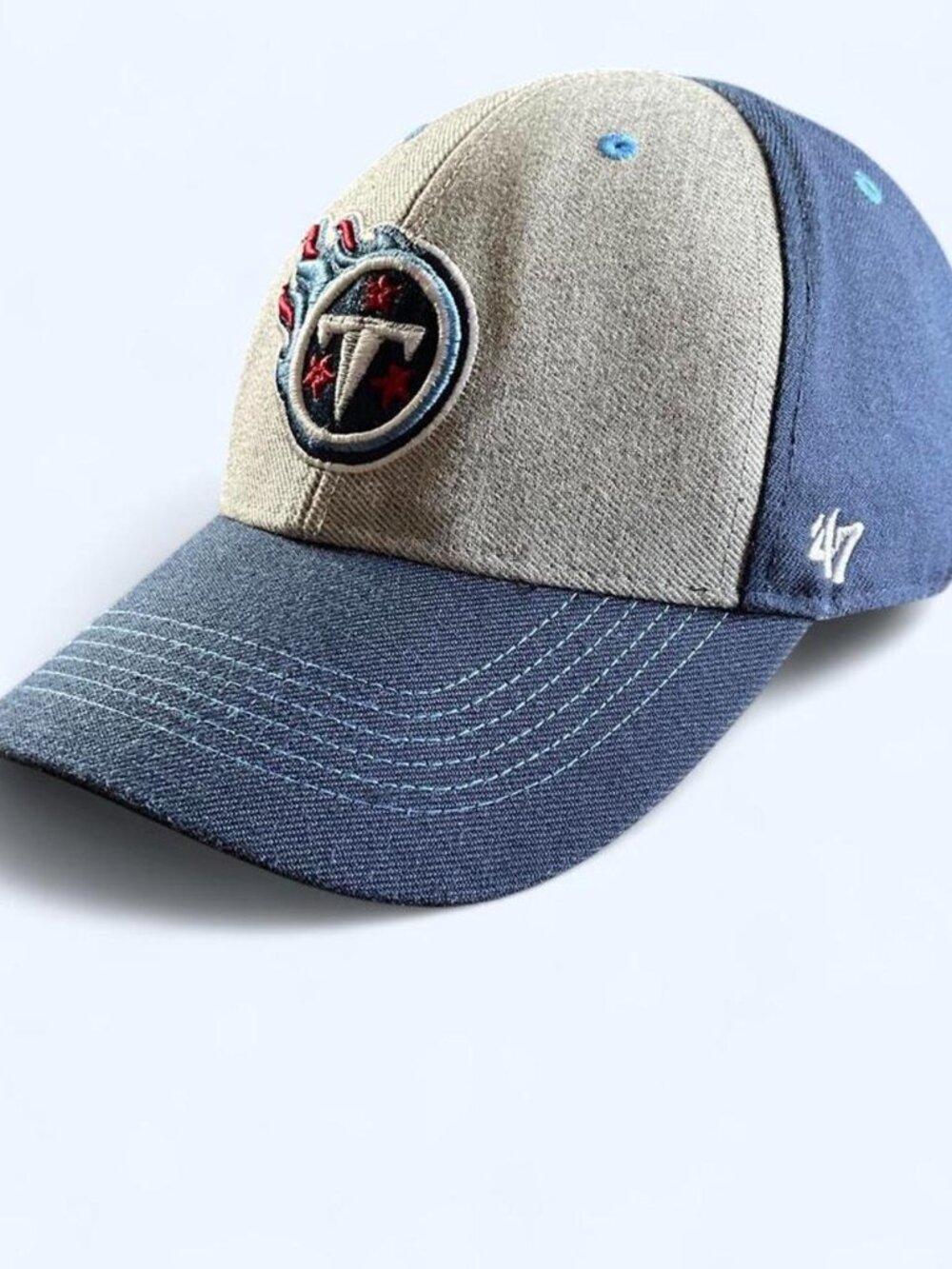 47 Brand Tennessee Titans NFL Gray Blue Logo Embroidered Strapback Hat